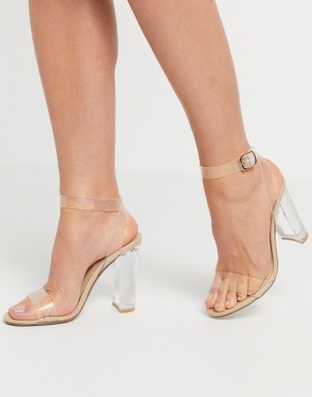 Steve Madden Camille Clear Block Heel Clear - Ženske Sandale | 90145BARI